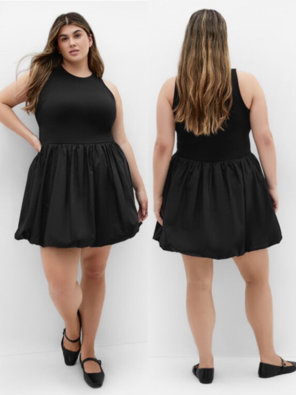 NWT City Chic Black High Neck Tank Bubble Mini Dress 18